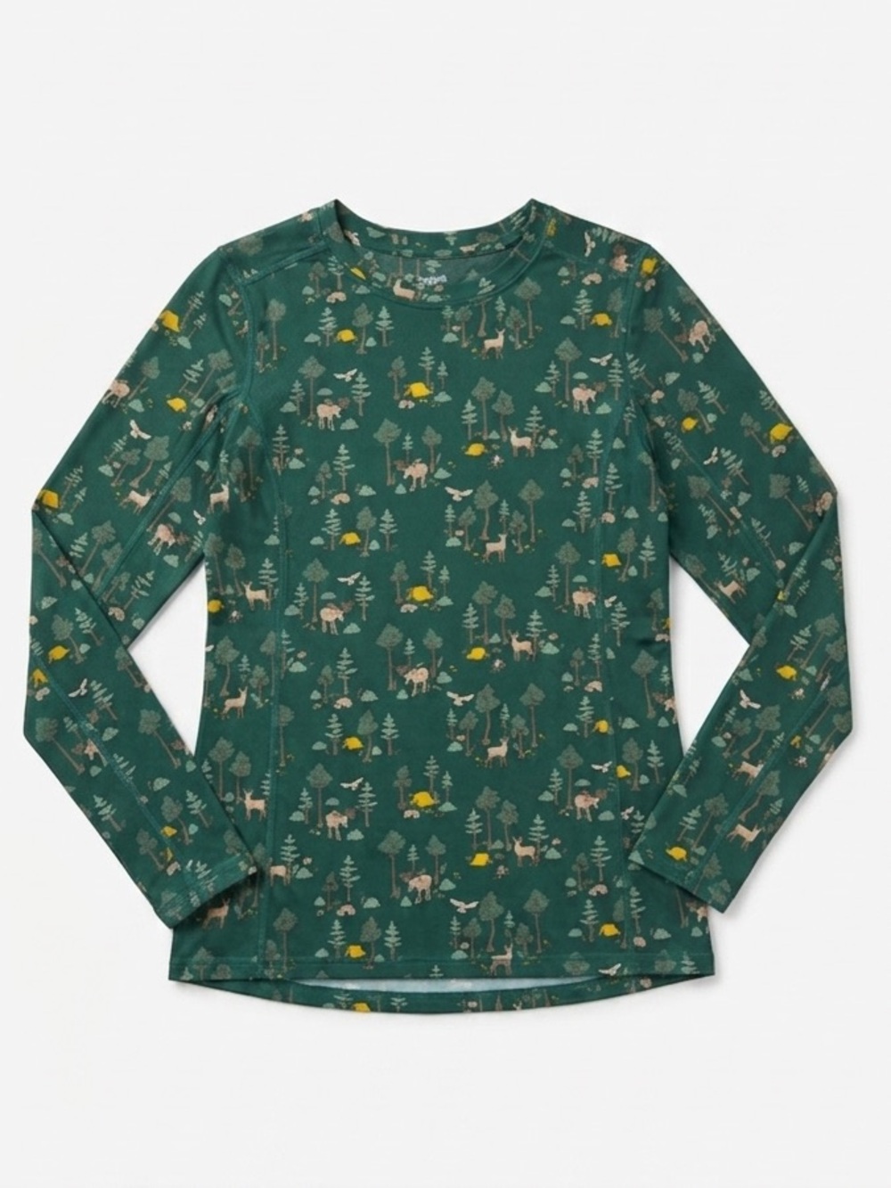 Duluth Trading Co Go Buck Naked Base Layer Top in Green Woodland Print